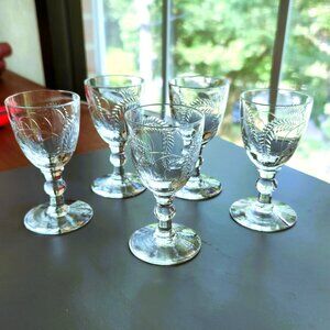 Webb Corbett Etched Vintage Cordial Glasses (x5)